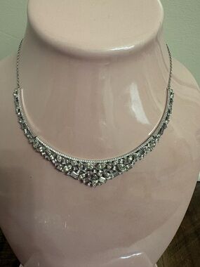 Crystal Bib Necklace - Silver Tone Woman's Jewelry